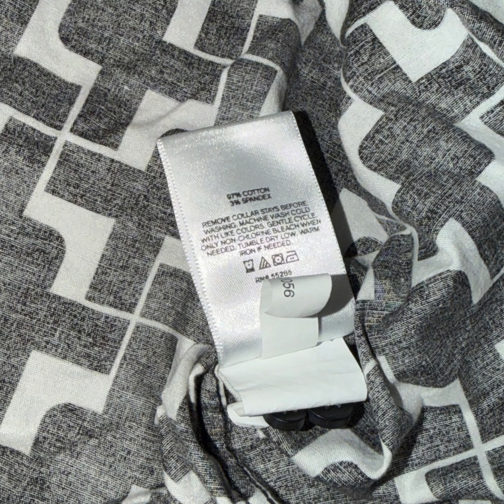 Express Slim 1MX Mens XL Black White Geometric Long Sleeve Button Up Shirt - Picture 3 of 7